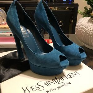 Yves Saint Laurent Teal Palais Heels